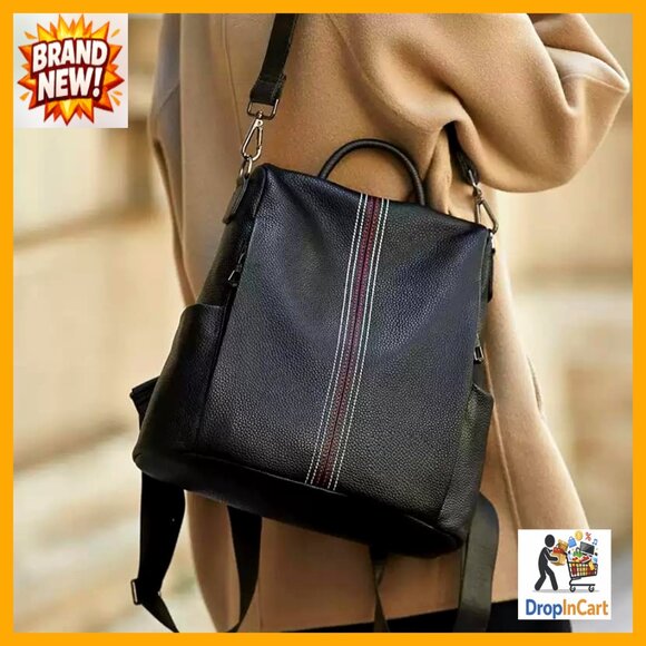 Genuine Leather Backpack Purse Anti-Theft Daypack Shoulder Bag Elegant Minimal main image 5